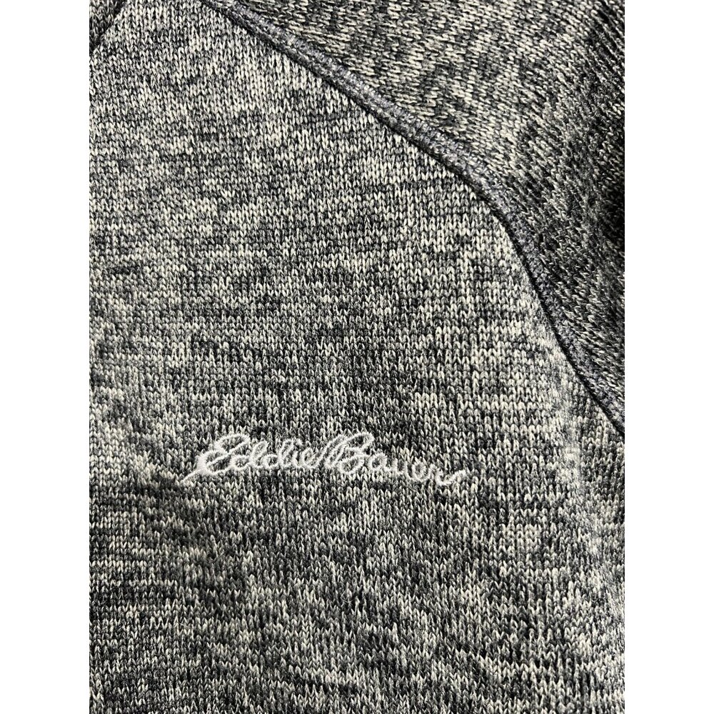 Eddie Bauer Sweatshirt Fleece Pullover Men’s Medium Gray Green Quarter Zip Logo - Picture 2 of 6